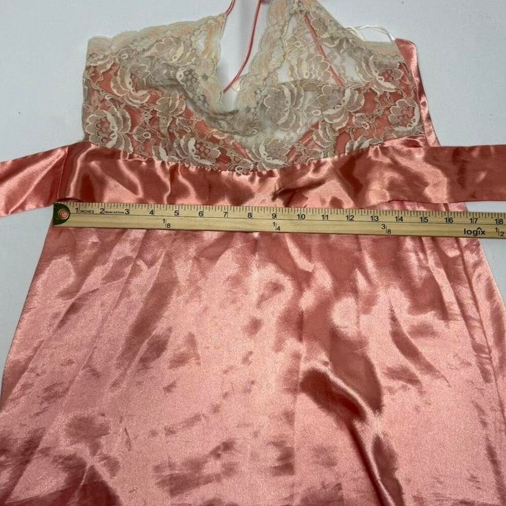 Victoria’s Secret Vintage 1980s Satin Pink  With Lace Top Gown Size Small - Picture 6 of 7